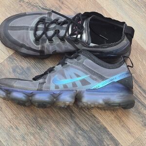 Nike Air Vapormax 2019 Black Grey Blue Running Shoes Womens 11 Athletic Sneakers